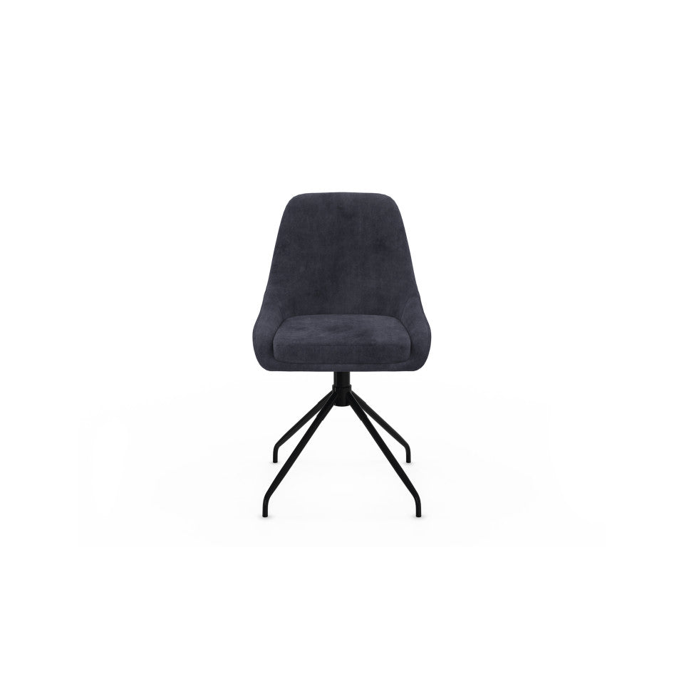 Chaises Olivia assise pivotante gris foncé pieds métal - lot de 2