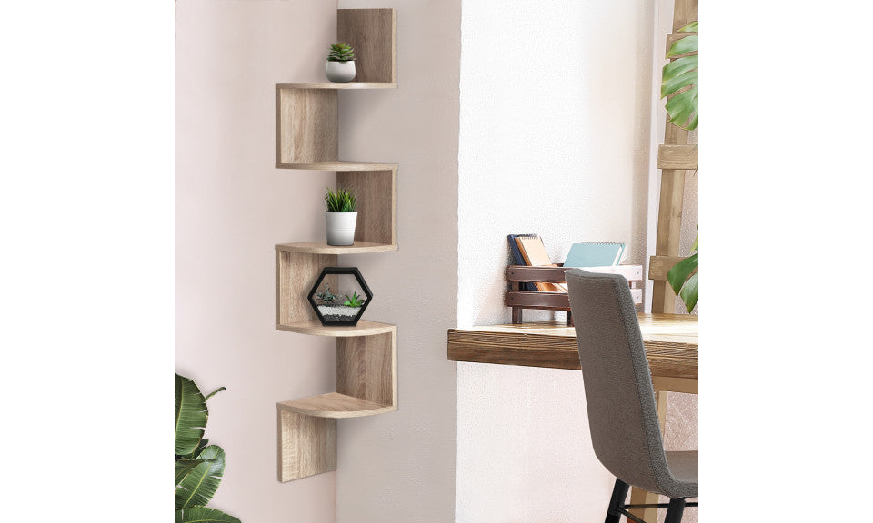 Etagère murale d'angle avec niches Hêtre 120cm