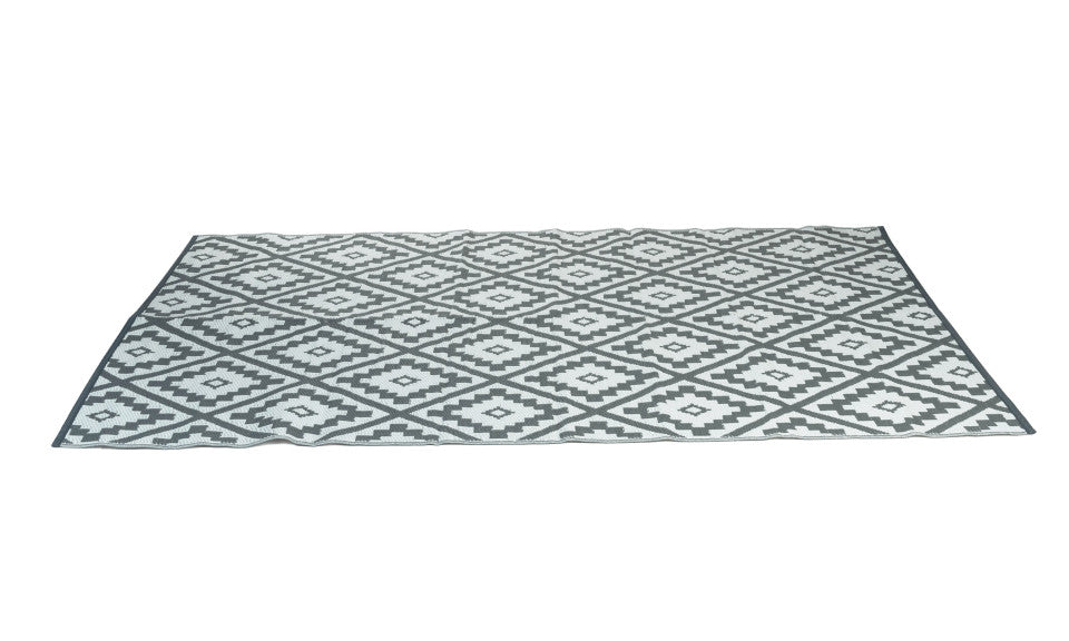 Tapis extérieur rectangulaire 160 x240cm gris motifs "vahiné" losanges
