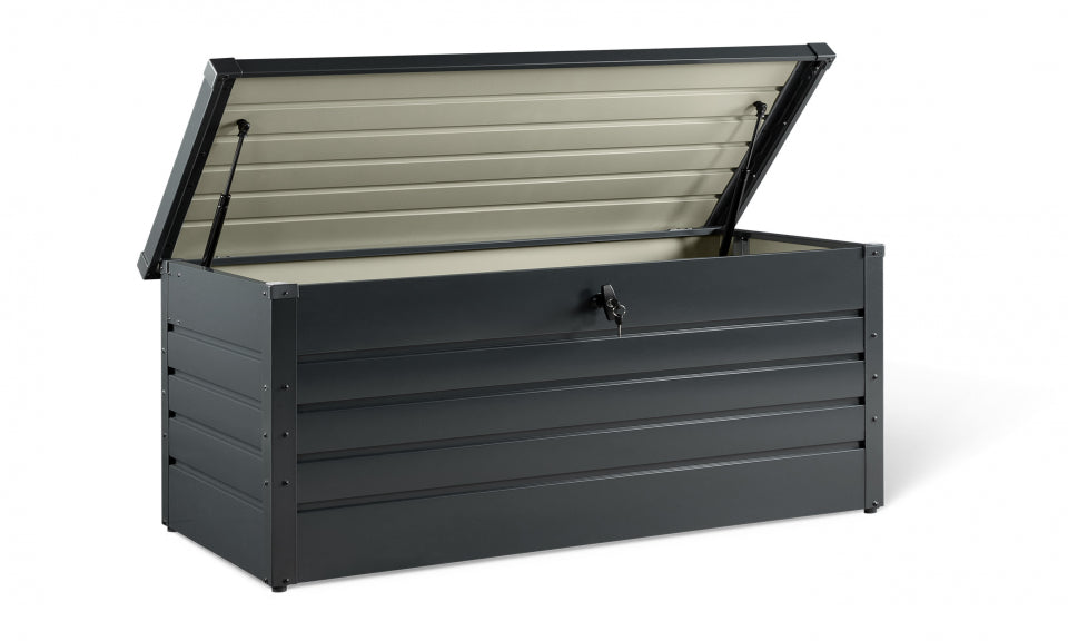 Coffre de rangement pour extérieur gris anthracite en acier galvanisé 600L