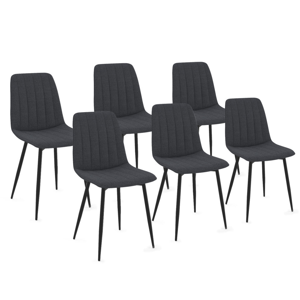 Chaises Fiona en velours gris foncé - lot de 6