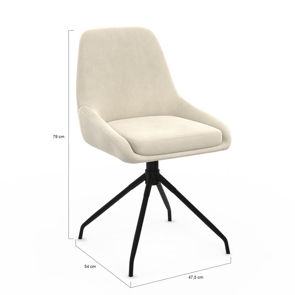 Chaises Olivia assise pivotante crème pieds métal - lot de 4