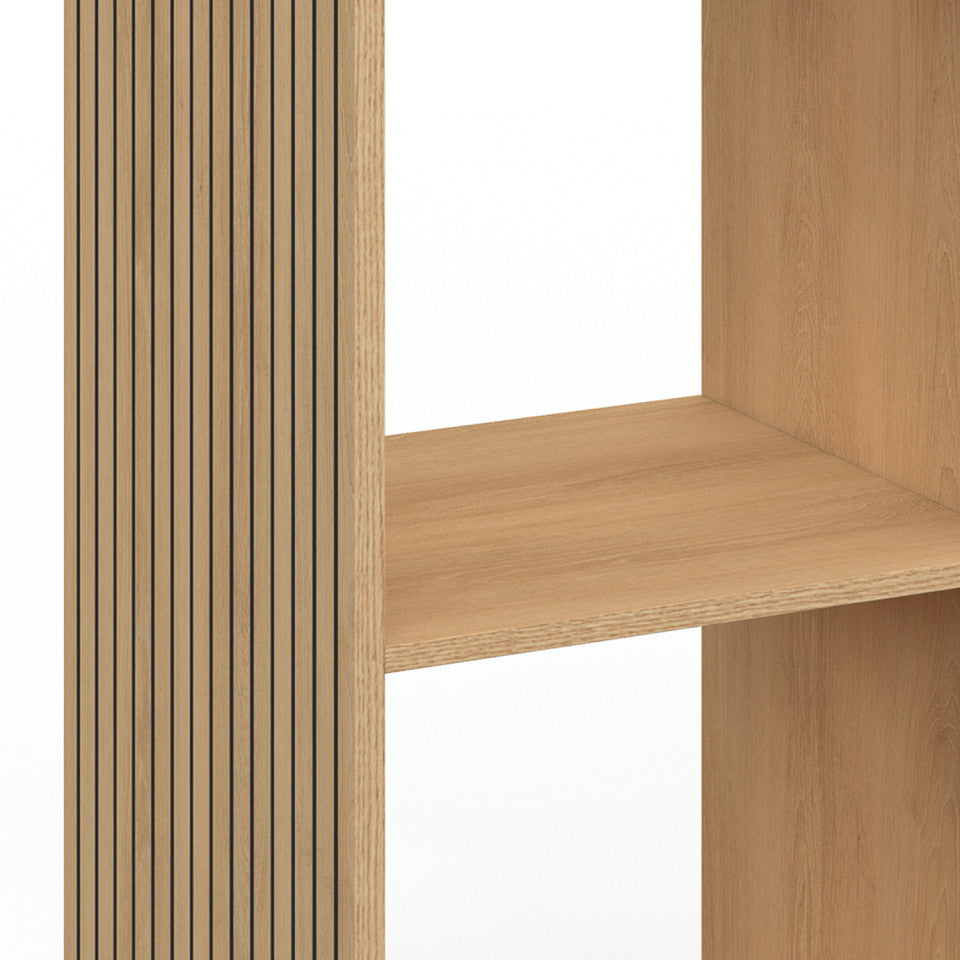 Meuble de rangement cube Faustine 3 case effet lattes