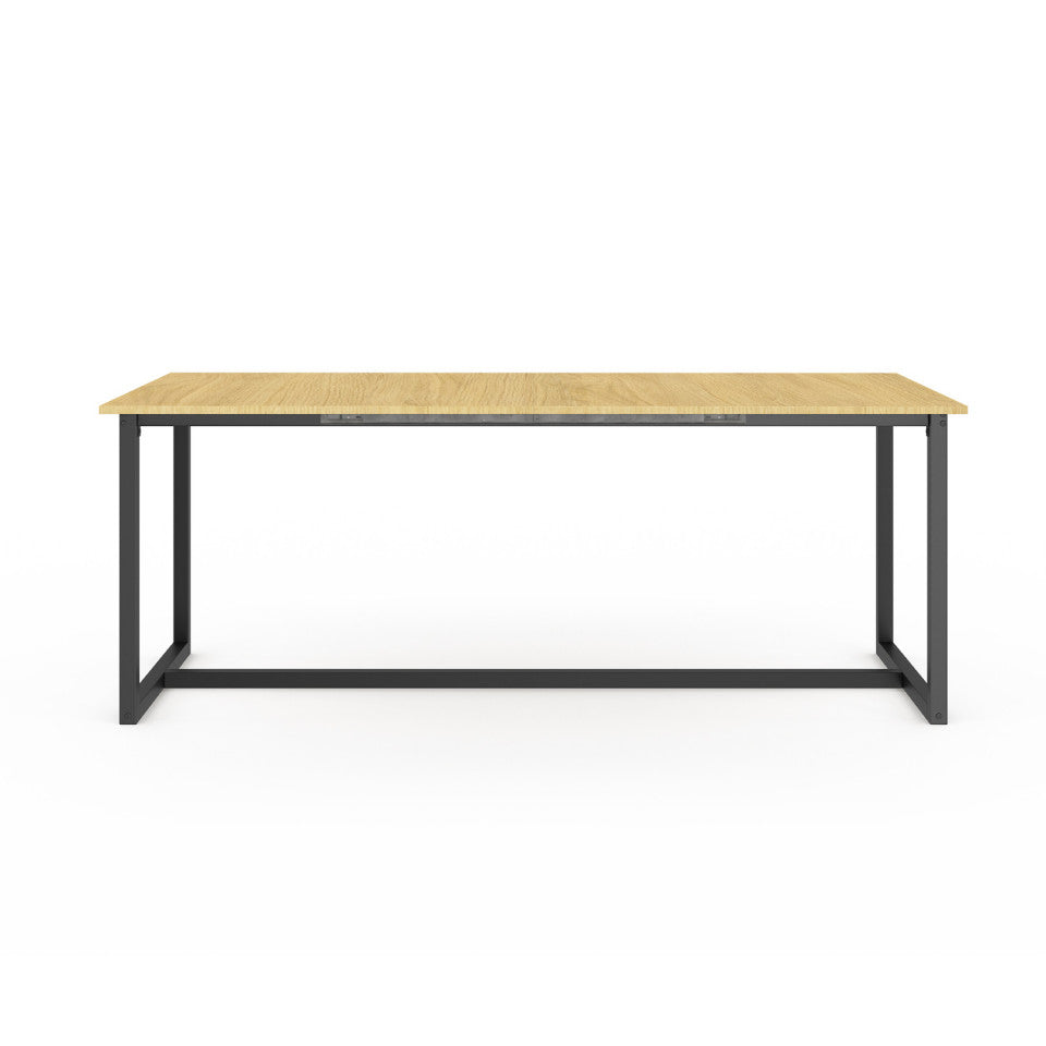 Table repas extensible Memphis 200-250cm plateau bois et pieds noirs