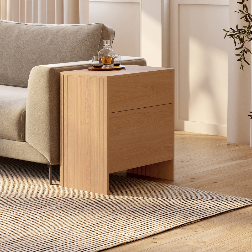 Table d'appoint mini bar Faustine bois et lattes