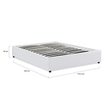 Lit coffre Otto 140x190cm simili cuir blanc