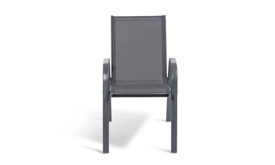 Chaises de jardin empilables en textilène gris anthracite - lot de 4