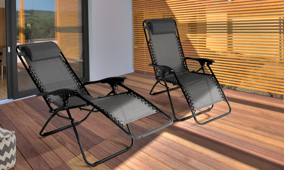Fauteuils de jardin Relax gris anthracite - Lot de 2