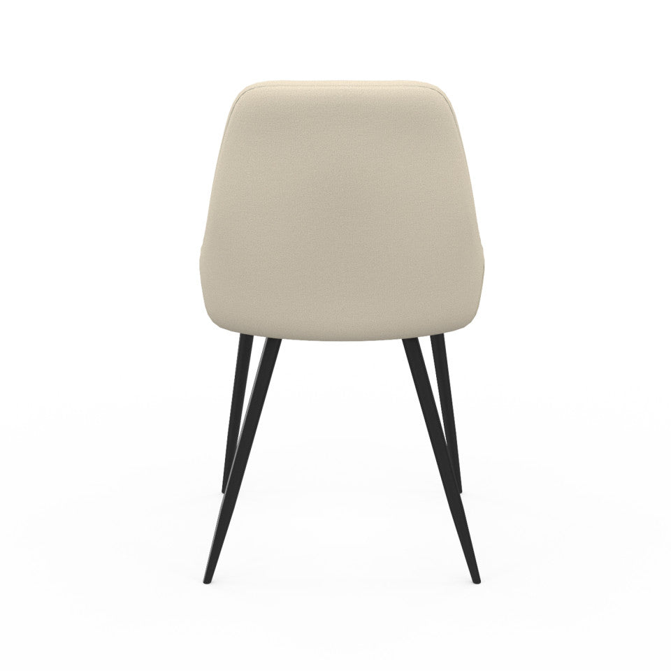 Chaises Ornella assise tissu beige et pieds métal noirs - lot de 6