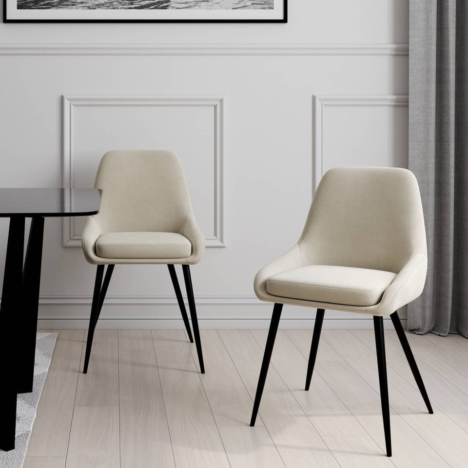 Chaises Olivia assise crème pieds métal - lot de 2