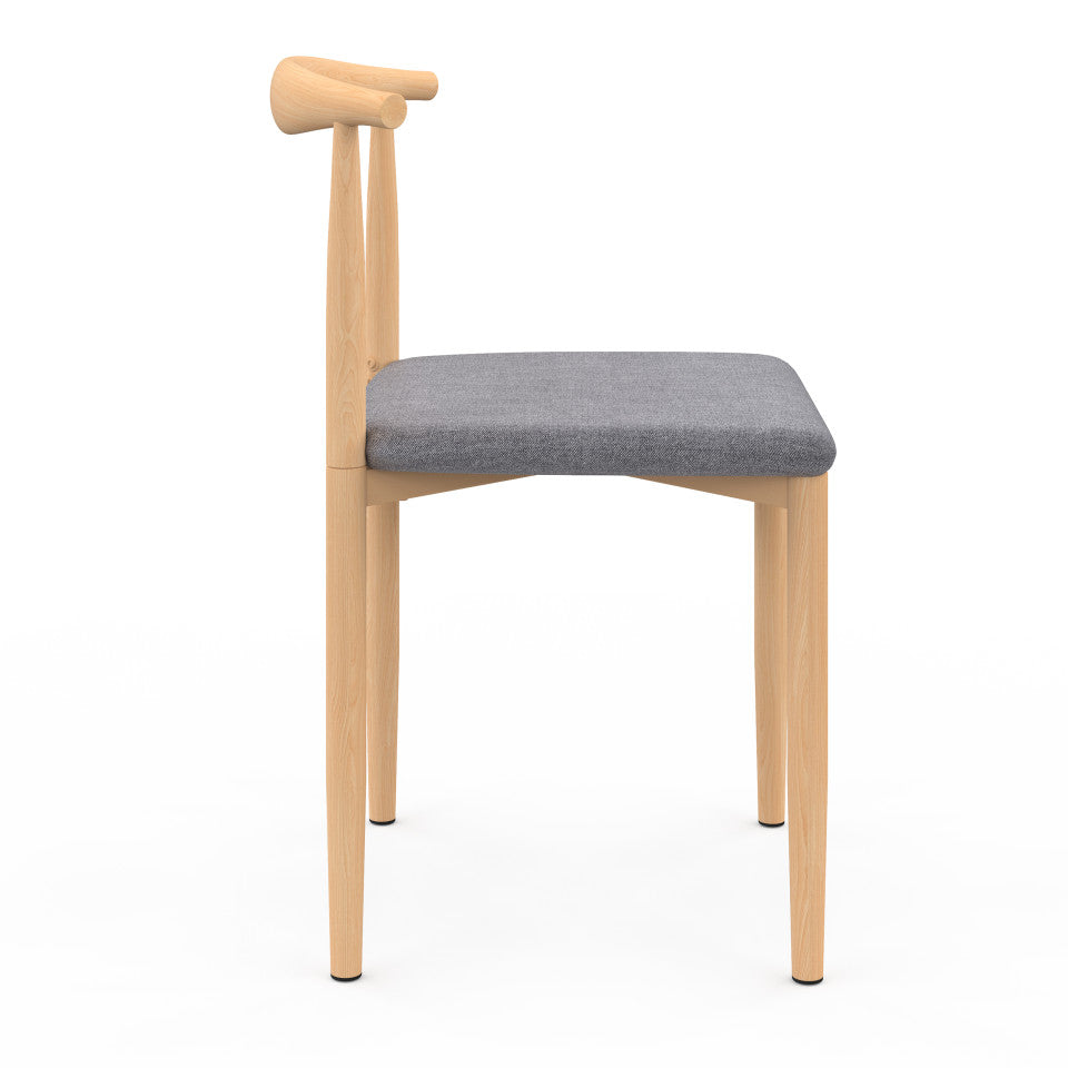 Chaises Adam assise grise et dossier effet bois - lot de 6