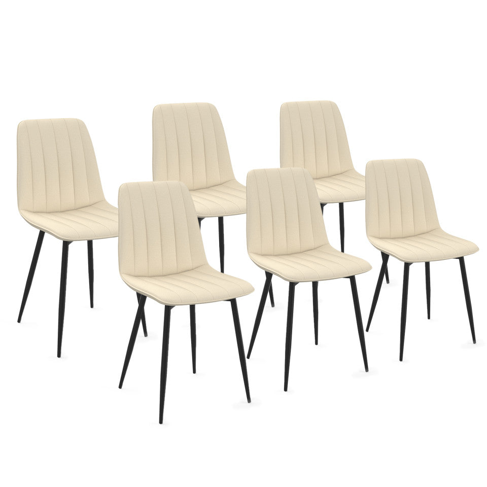 Chaises Fiona en velours beige - lot de 6