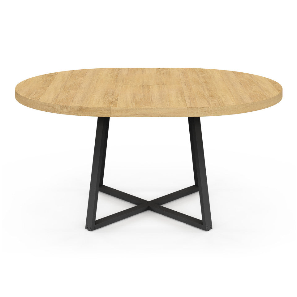Table à manger ronde extensible Sana bois et noir Ø110-150cm
