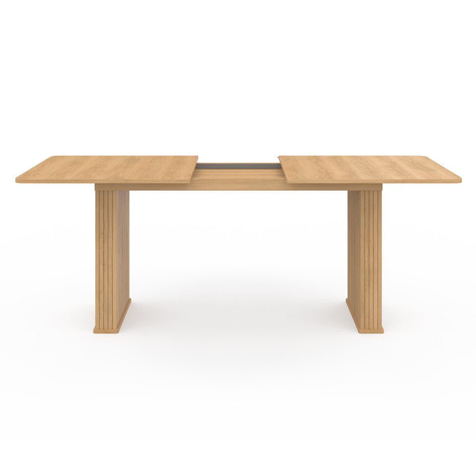 Table repas extensible Albane 160-200cm bois pieds effet lattes