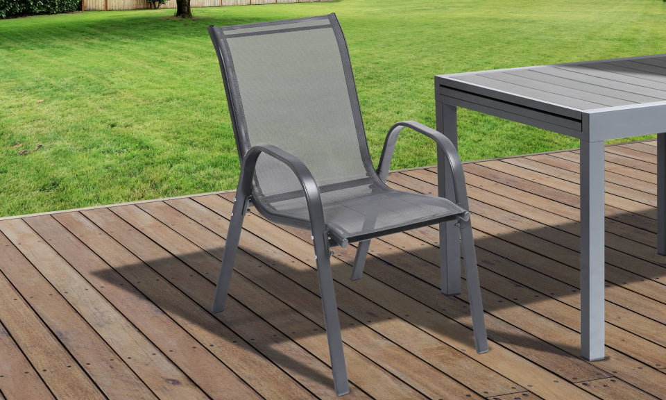 Chaises de jardin empilables en textilène gris anthracite - lot de 4