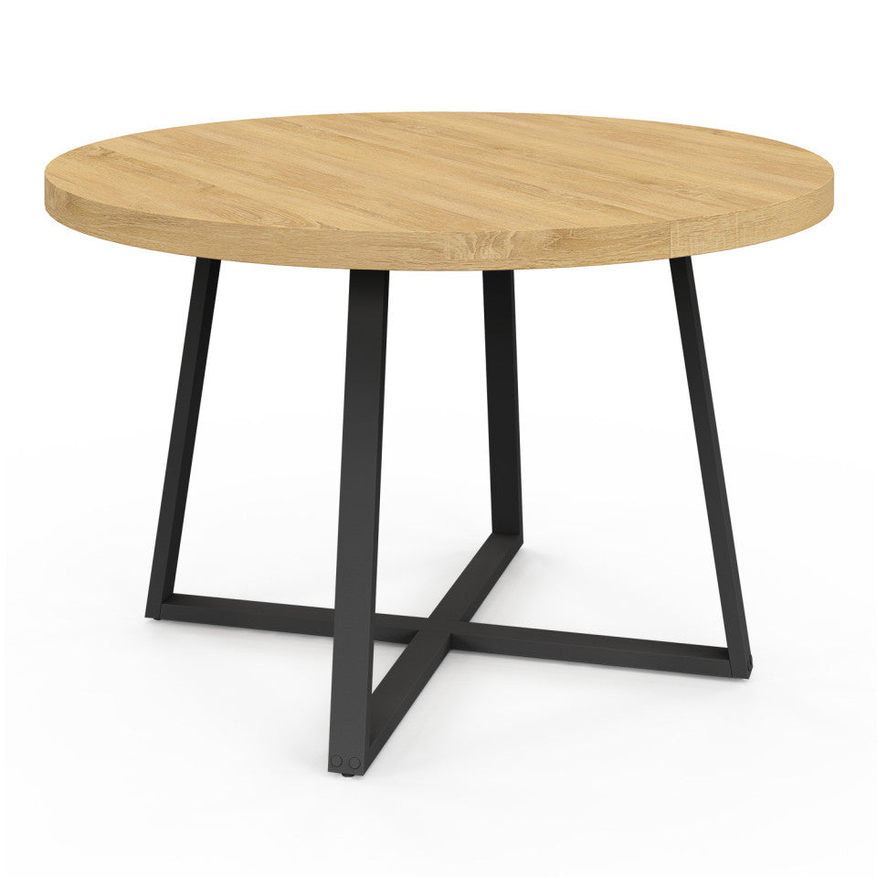 Table à manger ronde extensible Sana bois et noir Ø110-150cm