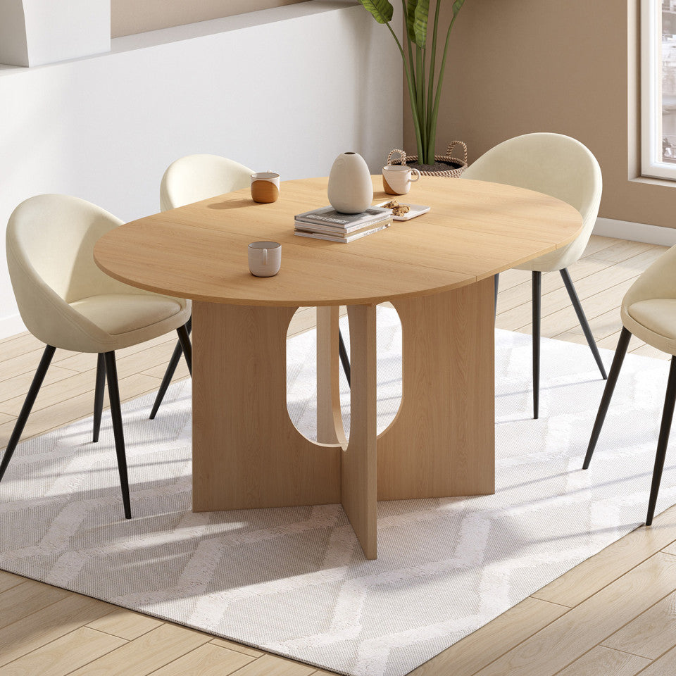 Table à manger ronde extensible Mathis bois Ø110-150cm
