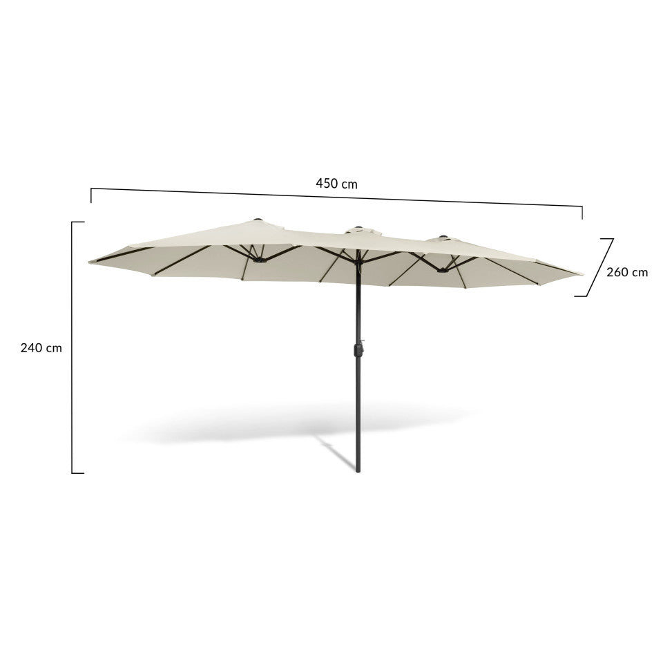 Parasol double 450x260cm crème