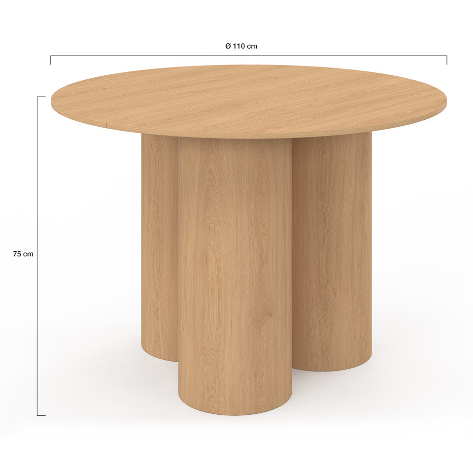 Table à manger ronde Olympia bois pieds pylône Ø110cm