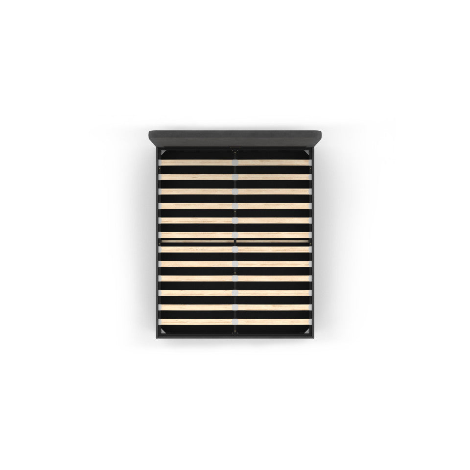 Lit coffre Louise en velours gris avec sommier et tête de lit arrondie 160x200cm