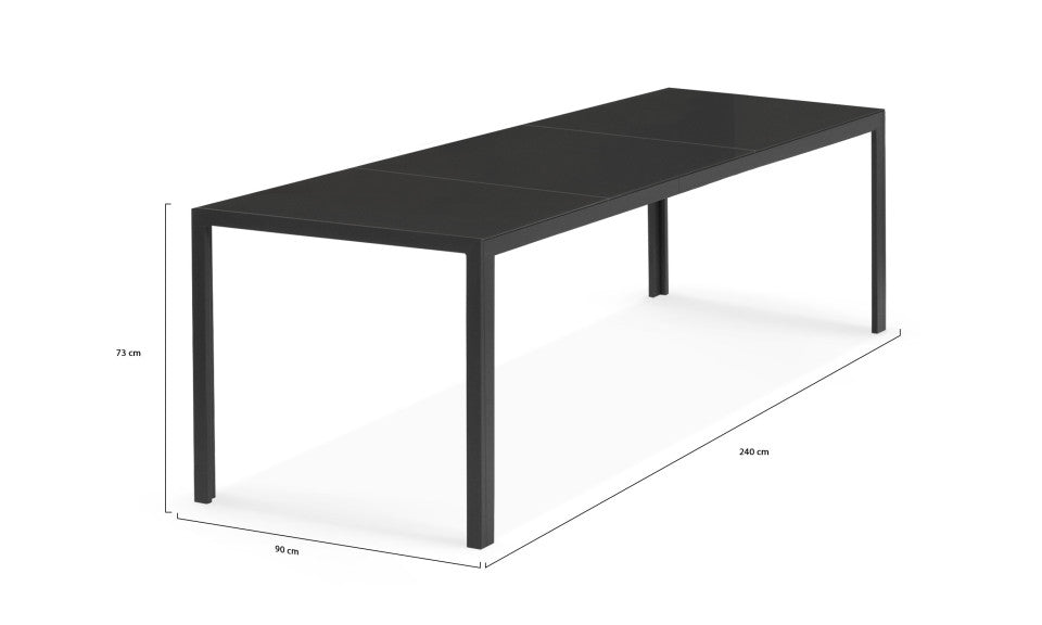 Table de jardin Formentera en verre trempé 240cm