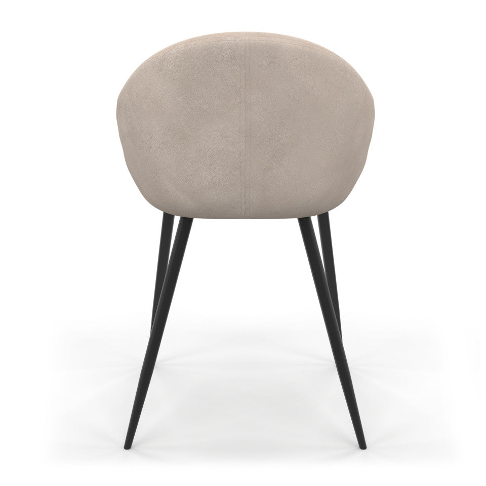 Chaises Dory en velours taupe et pieds métal noirs - lot de 4