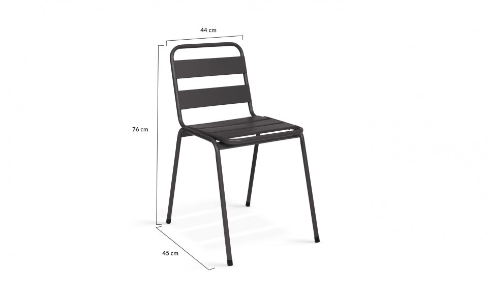 Chaises de jardin en acier empilables noires - lot de 6