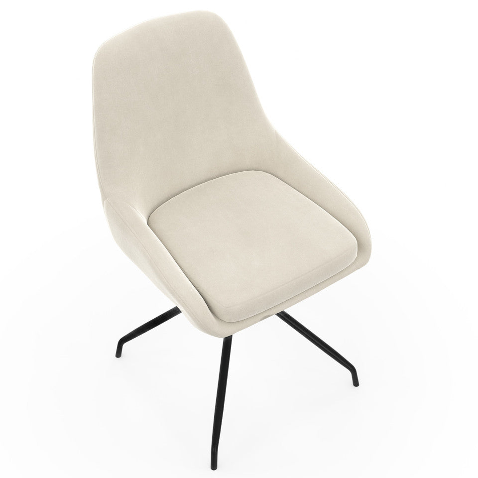 Chaises Olivia assise pivotante crème pieds métal - lot de 4