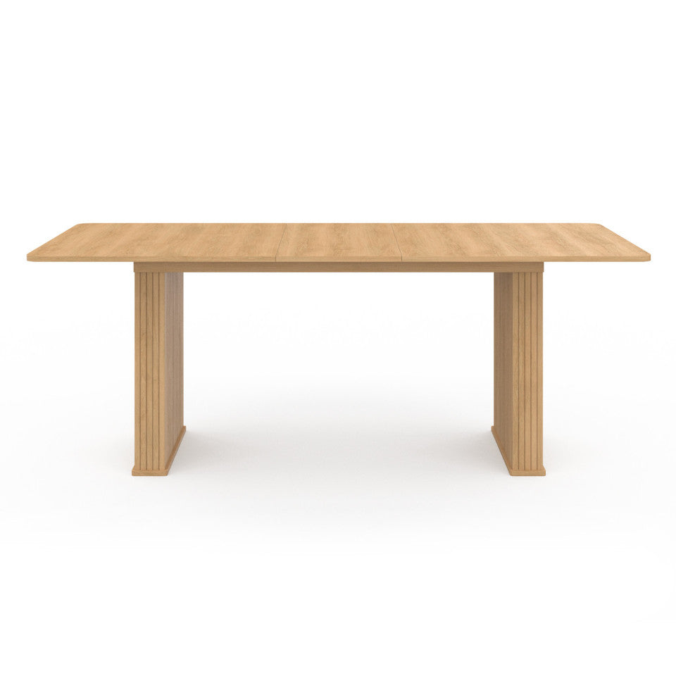 Table repas extensible Albane 160-200cm bois pieds effet lattes