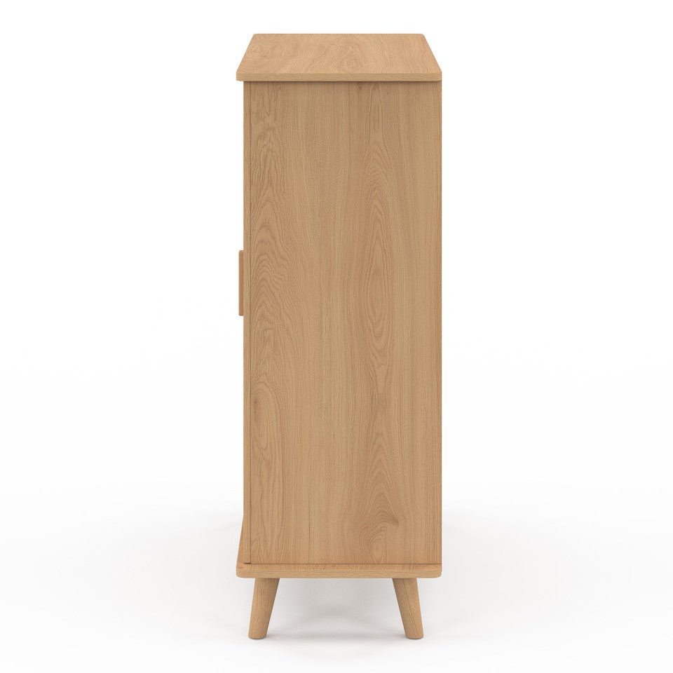 Buffet Faustine 3 étagères et 1 placard effet lattes H80cm