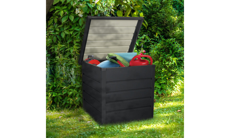 Coffre de rangement pour extérieur gris anthracite en acier galvanisé 200L