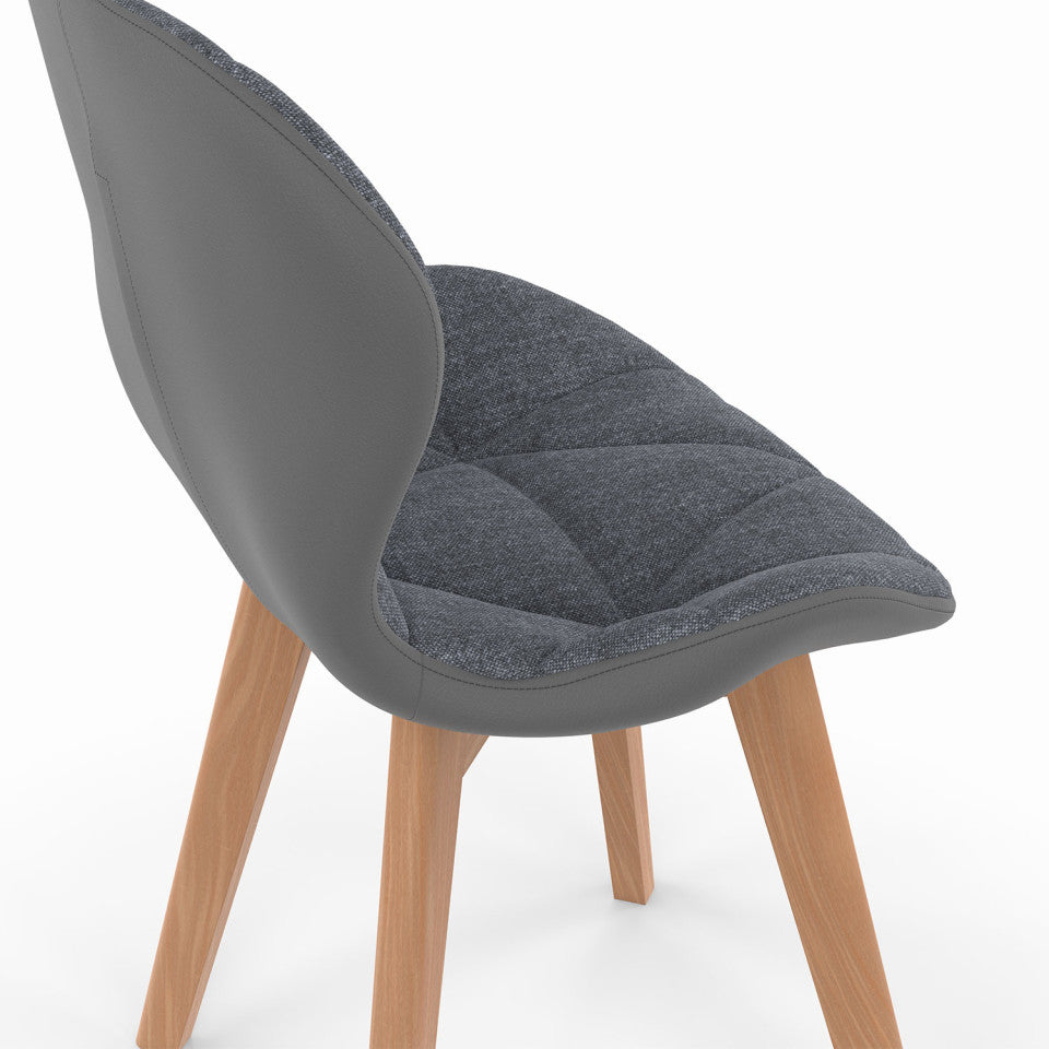 Chaises Gladys en tissu gris et pieds bois - lot de 4