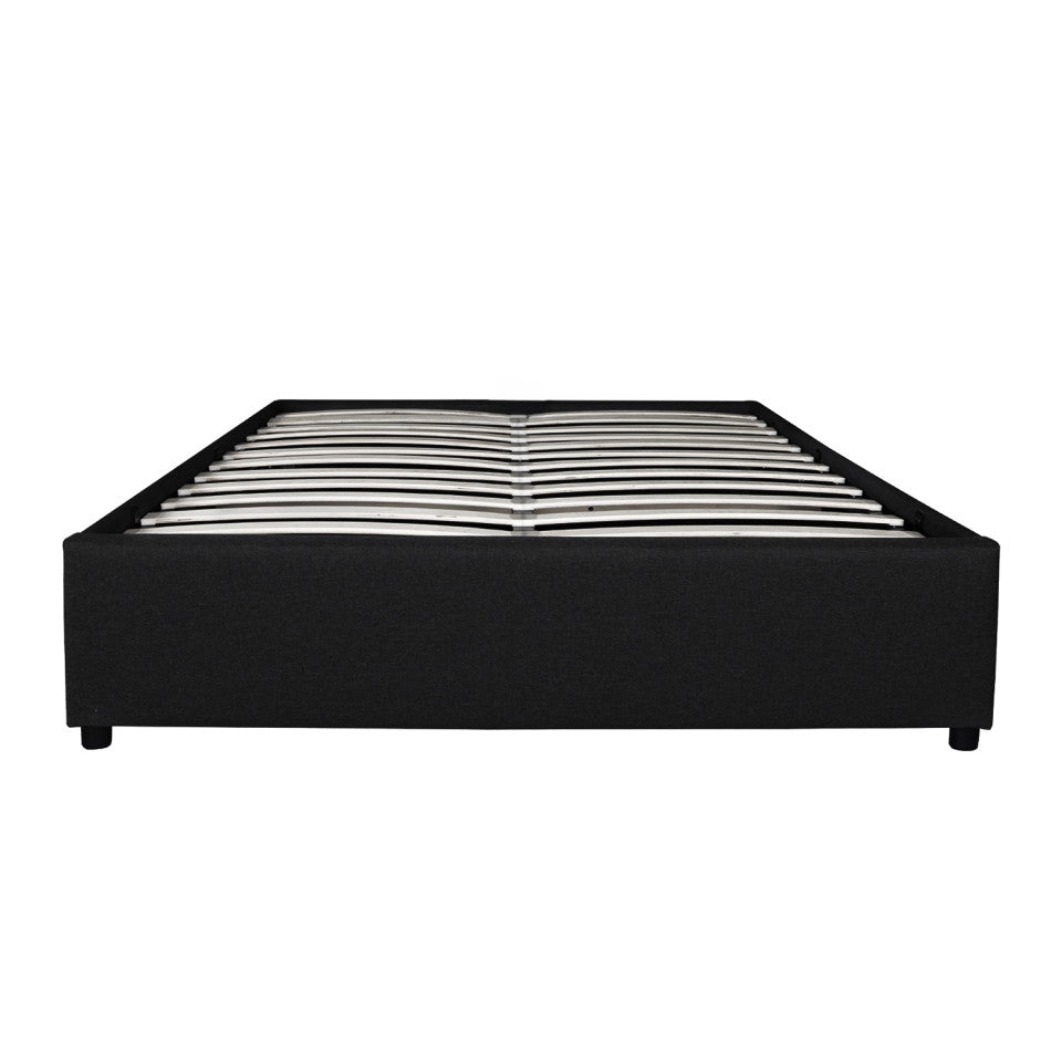 Lit coffre Otto en similicuir noir avec sommier 140x190cm