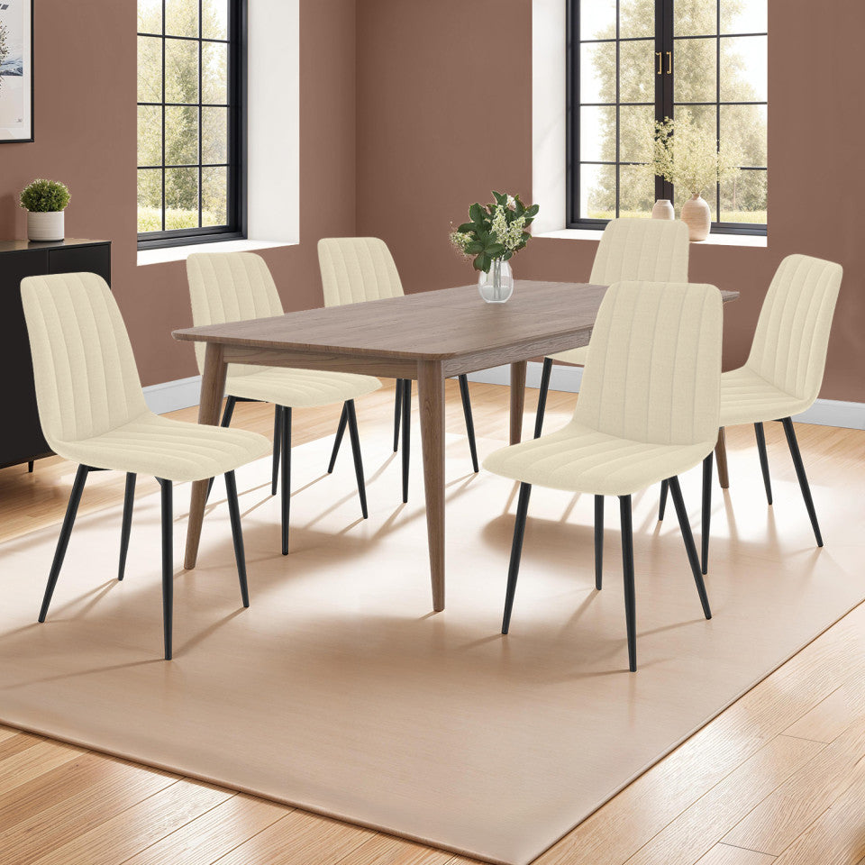 Chaises Fiona en velours beige - lot de 6