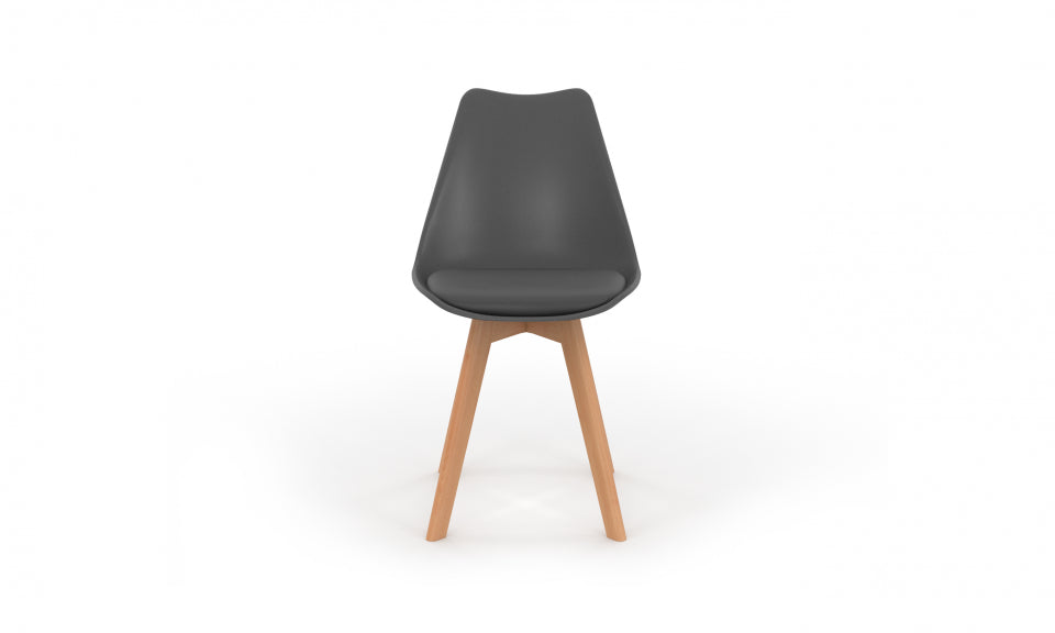 Chaises Nordia assise bleu canard et pieds bois - lot de 4