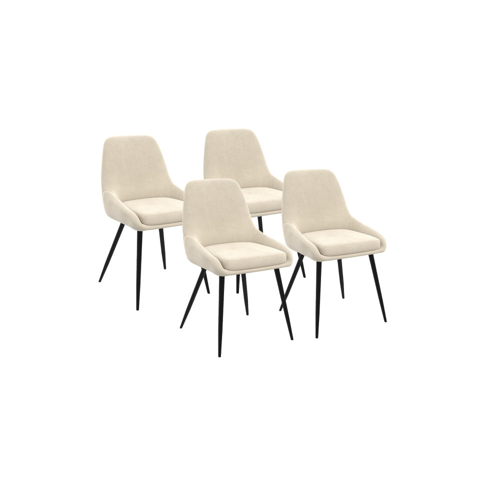 Chaises Olivia assise crème pieds métal - lot de 4