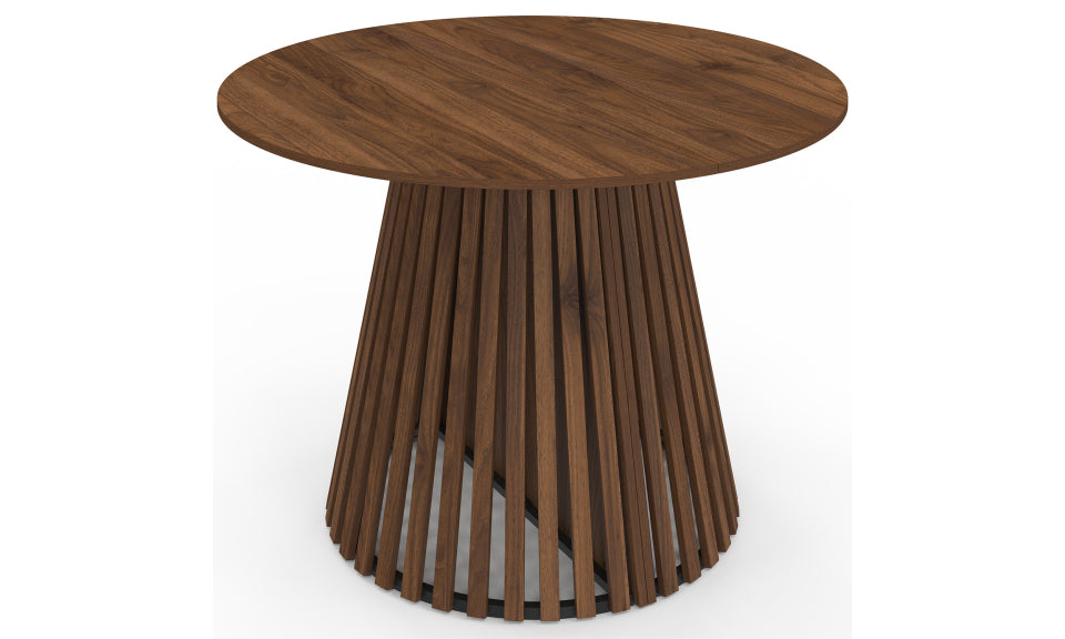 Table à manger ronde extensible Camélia Ø110-300cm effet noyer