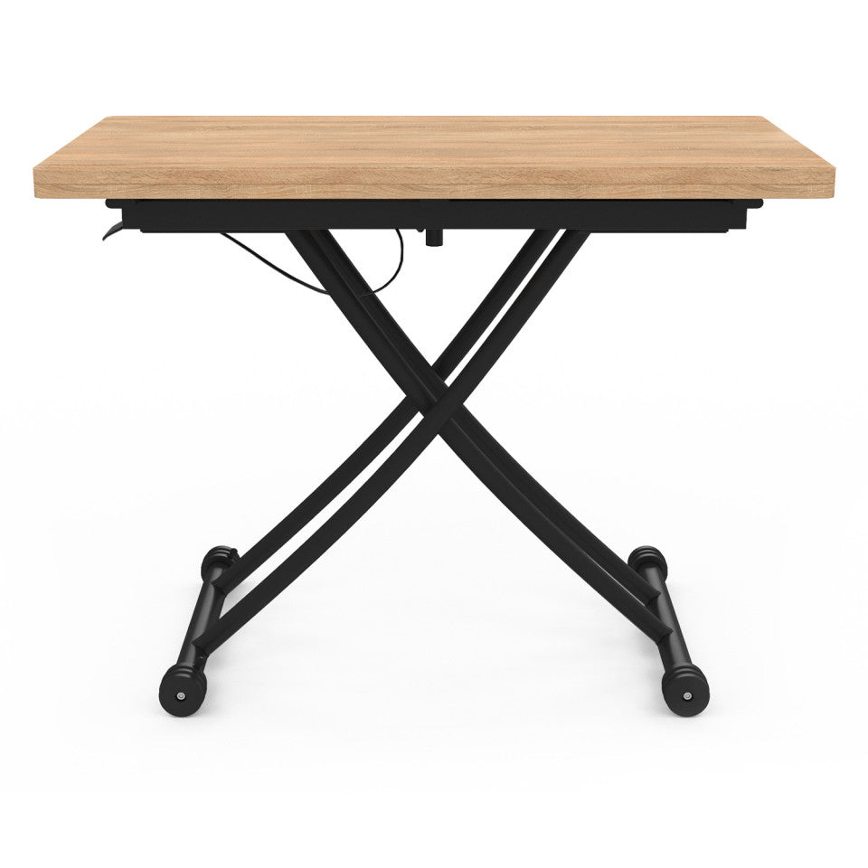 Table repas 2 en 1 Tribeca hauteur ajustable bois et noir