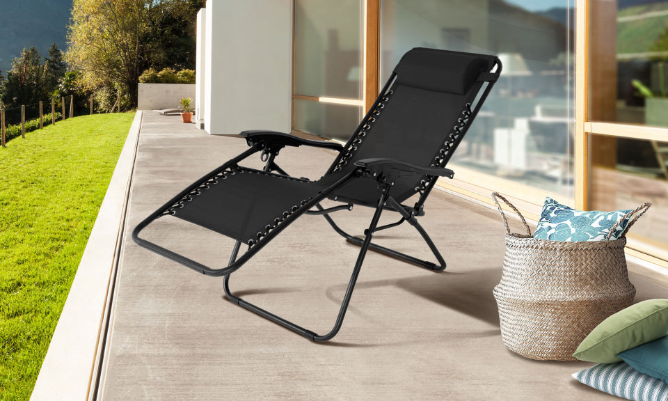 Fauteuils de jardin Relax noirs - Lot de 2