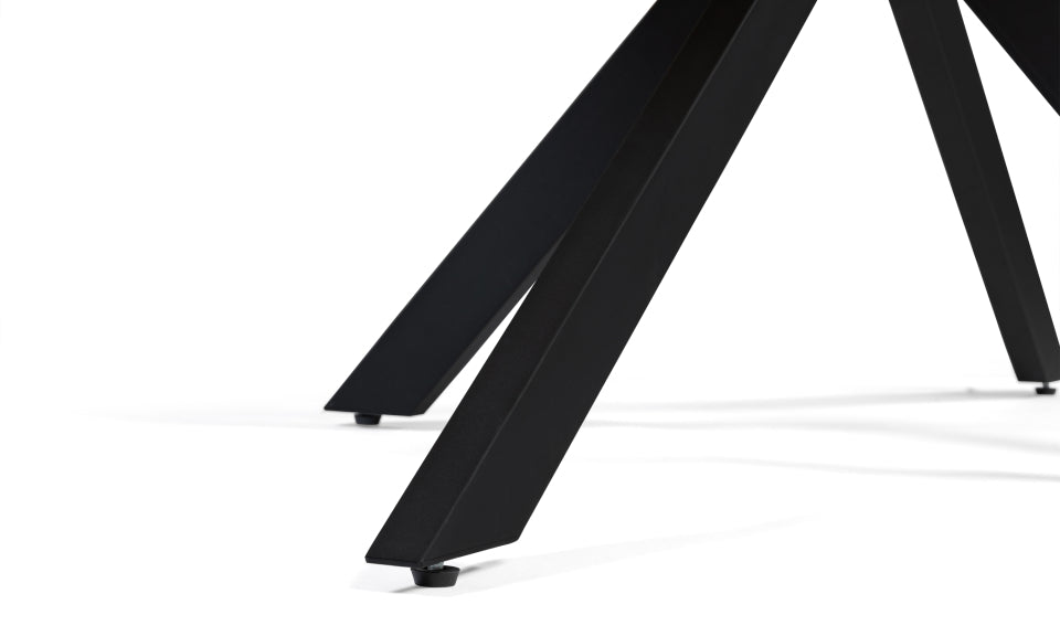 Table repas Spider 160cm plateau bois et pieds croisés noirs