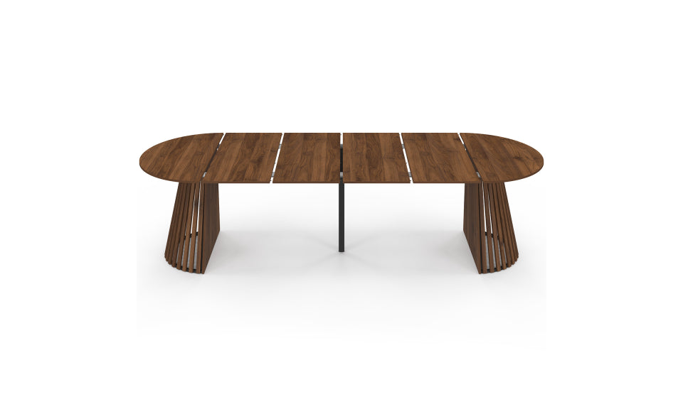 Table à manger ronde extensible Camélia Ø110-300cm effet noyer