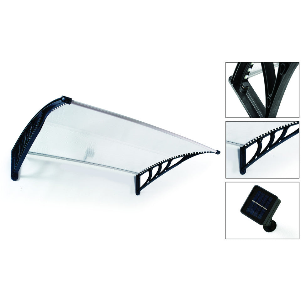 Marquise de porte transparente LED 80x120cm