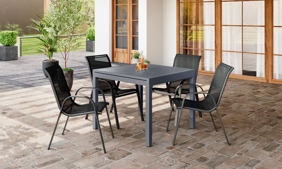 Salon de jardin extensible 12 places en polywood gris