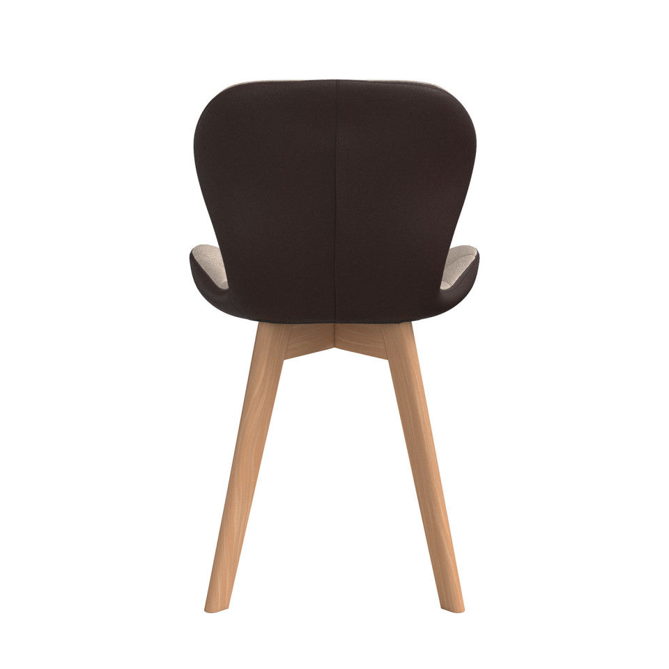Chaises Gladys en tissu taupe et pieds bois - lot de 2
