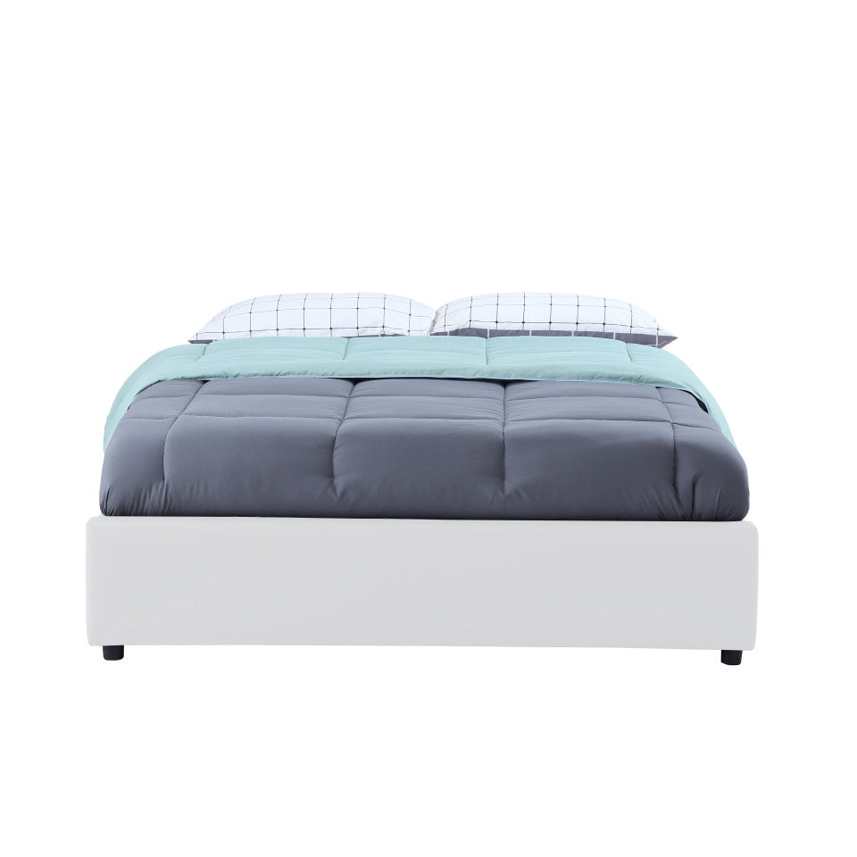 Lit coffre Otto en similicuir blanc avec sommier 160x200cm