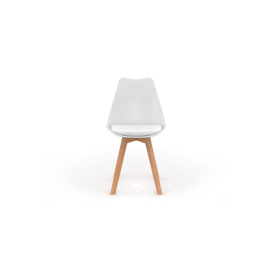 Chaises Nordia assise blanche et pieds bois - lot de 6