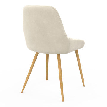 Chaises Olivia velours crème pieds métal effet bois - lot de 4