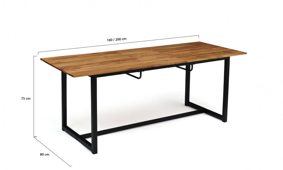 Table de jardin extensible Acacia 160-200cm