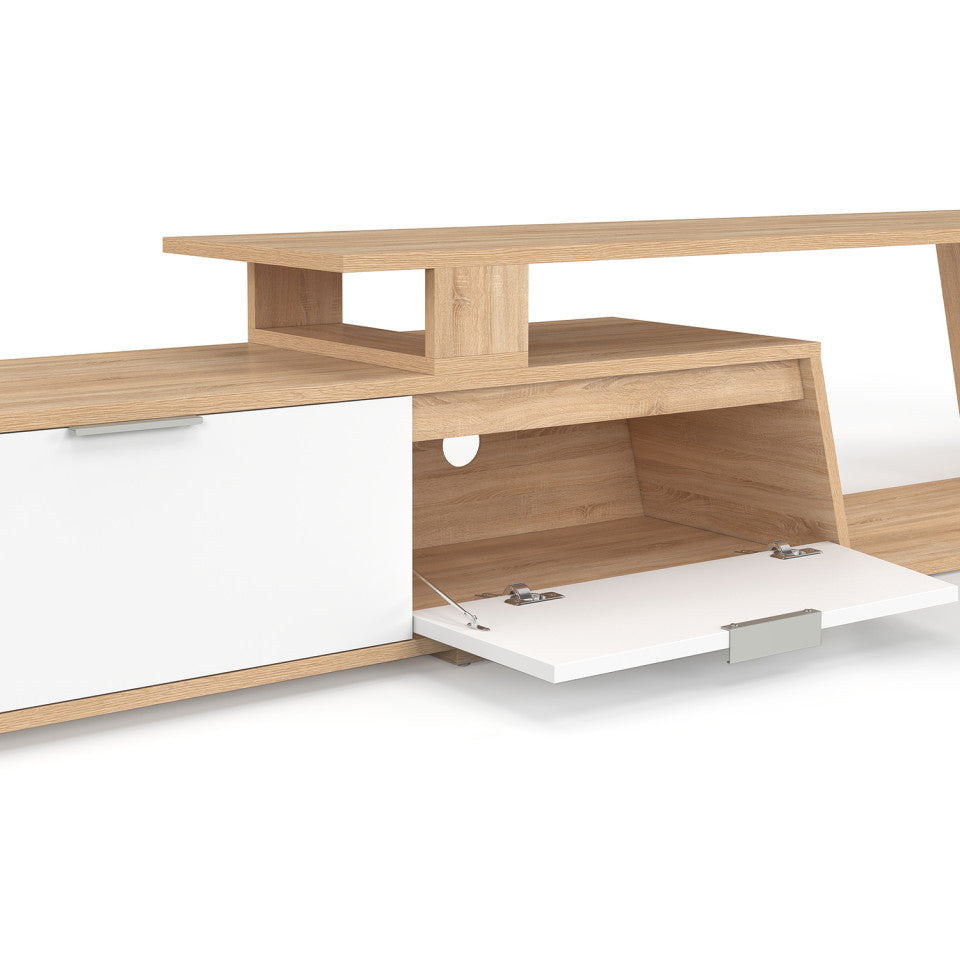 Meuble TV extensible Livona bois et blanc L180-270cm