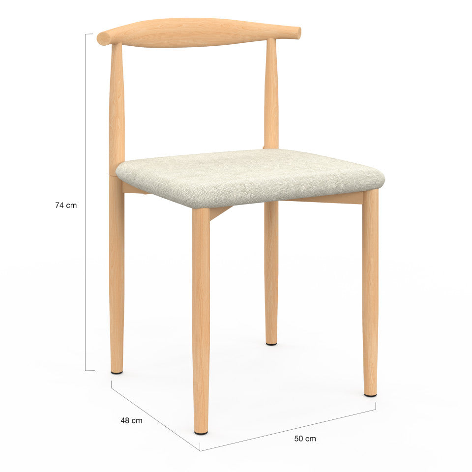 Chaises Adam assise beige et dossier effet bois - lot de 6